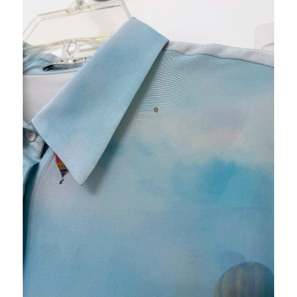 Alice + Olivia Willa Eiffel Tower Emily in Paris Shirt Blouse Silk Floral XS - Picture 5 of 16